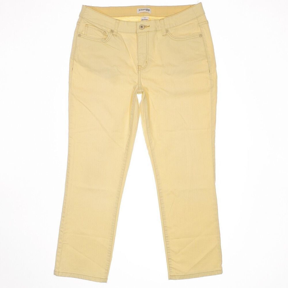 St Johns Bay Jeans Womens 8 Straight Leg Crop Light Yellow Stretch Comfort 30x24